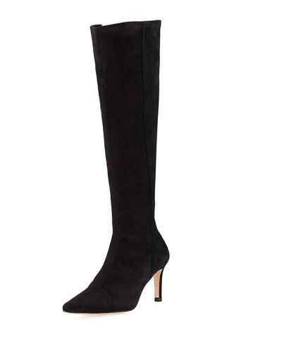 Fitted Stretch-suede Knee-high Boot