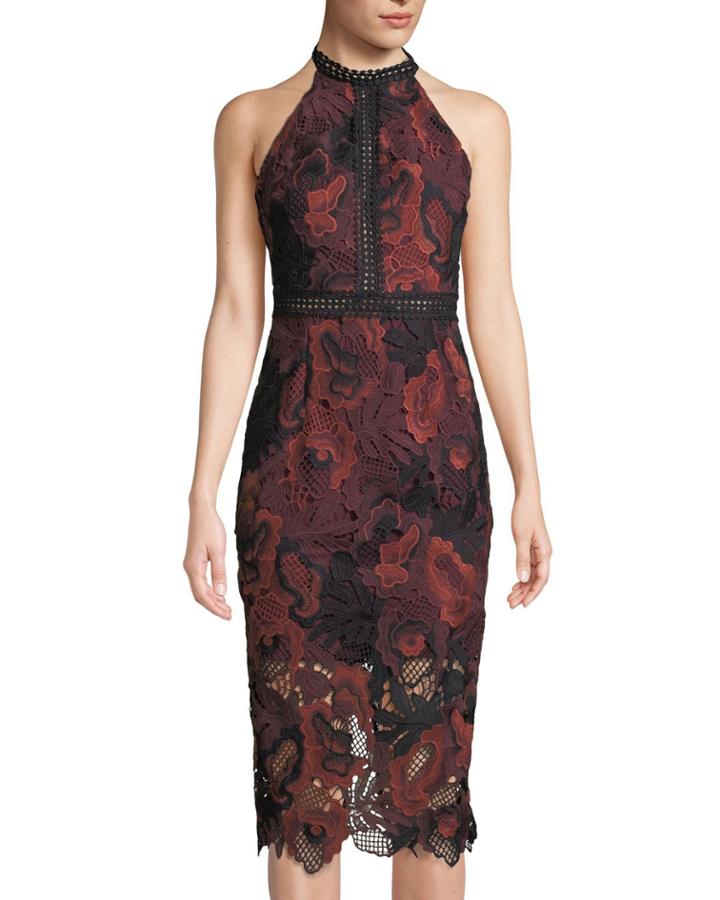 Floral-lace Halter-neck