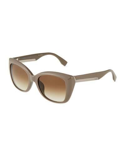 Wide Cat-eye Sunglasses, Brown/gray