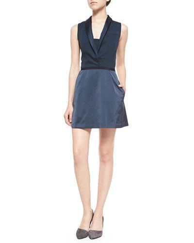 Sleeveless Blazer Dress W/ Crisscross Back