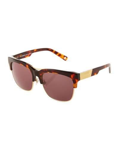 Large Square Plastic Sunglasses, Tortoise