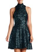 Stevie High-neck Sequin Fit & Flare Dress