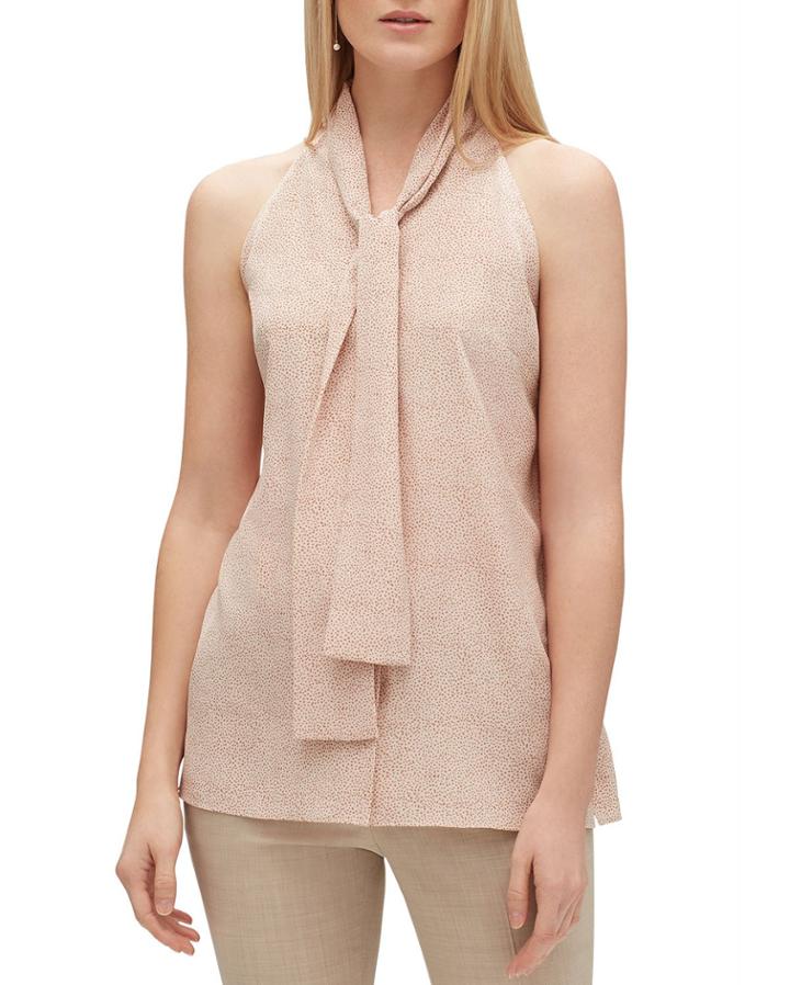 Amore Pointillism-printed Silk Tie-neck Halter Blouse