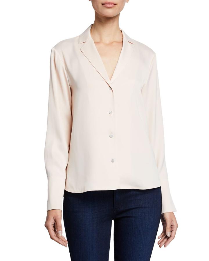 Crepe Notch-collar Blouse