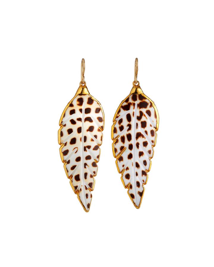 Speckled Shell In Gold Foil Earrings