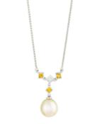 Belpearl 14k South Sea Pearl, Yellow Sapphire & Diamond Pendant Necklace, Women's
