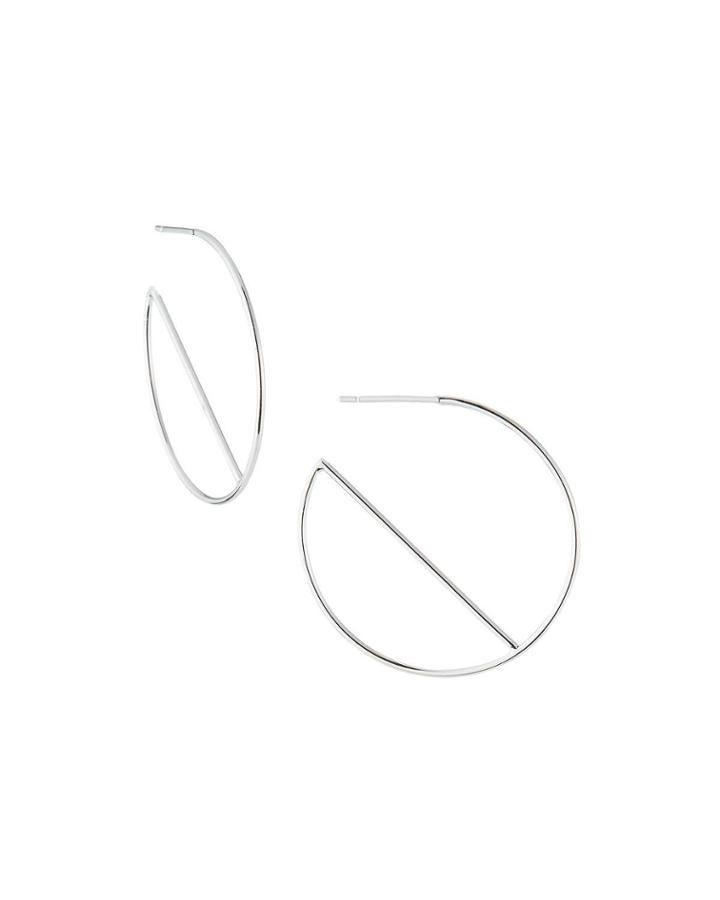 14k White Gold Eclipse Wire Hoop Earrings