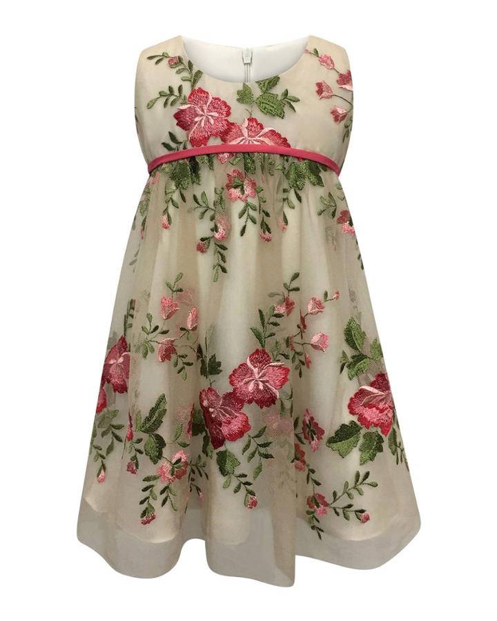 Floral Embroidery Lace Dress,