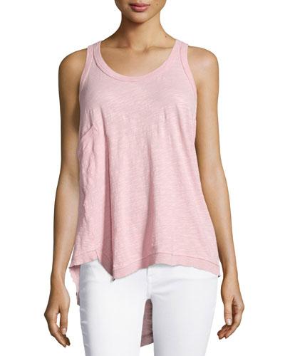 Twist Knit Tank Top W/ Patch Pocket,