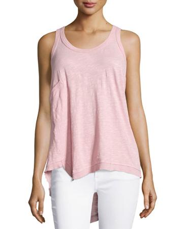 Twist Knit Tank Top W/ Patch Pocket,