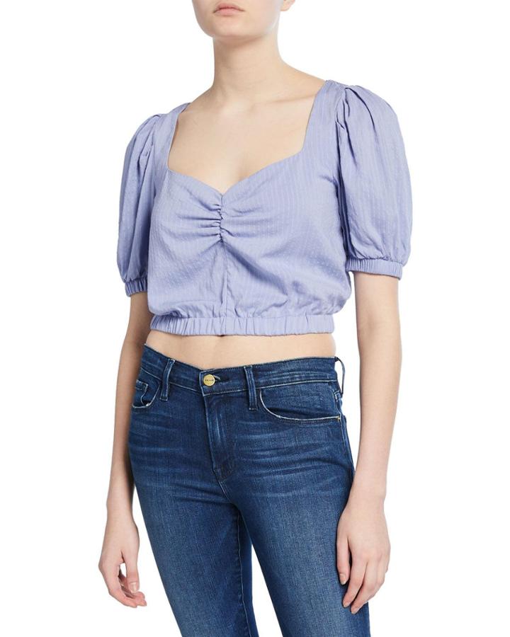 Drew Puff-sleeve Crop Top
