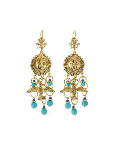 Sun & Dove Charm Chandelier Earrings