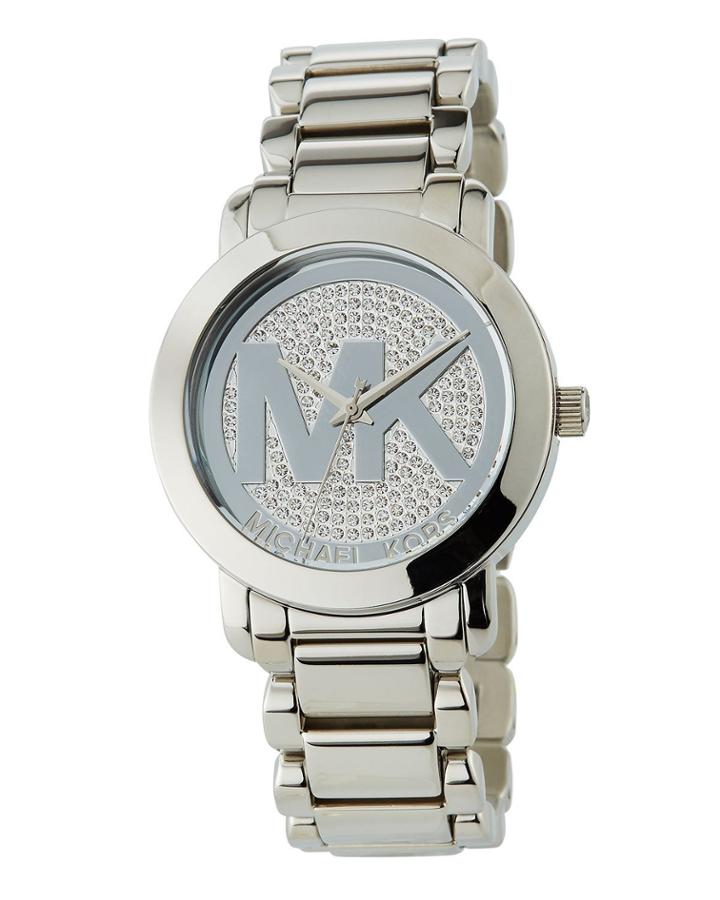 40mm Crystal Pave Logo Bracelet Watch