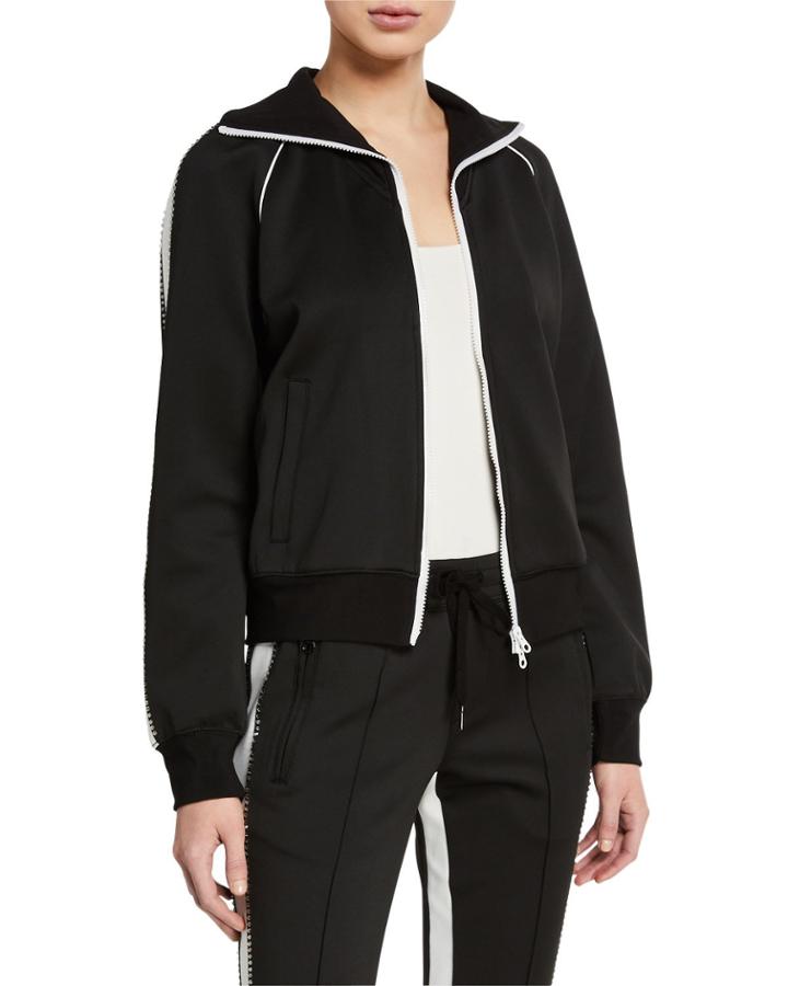 Embellished Zip-front Track Jacket With Racer