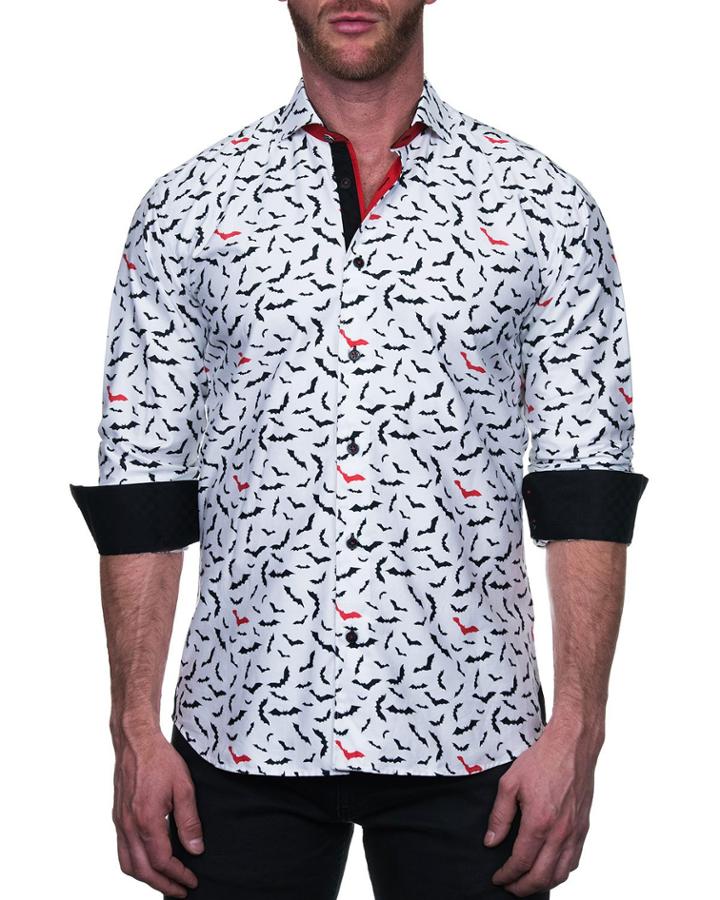 Men's Fibonacci Shaped Sport Shirt - Bat White