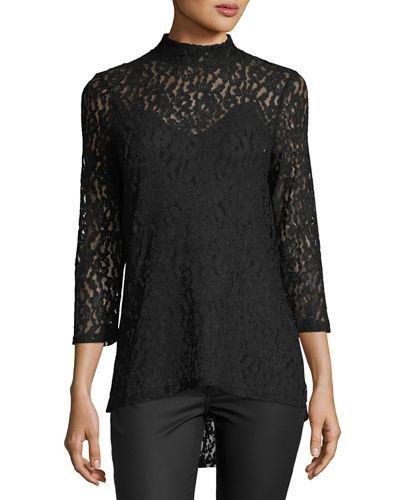 3/4-sleeve Mock-neck