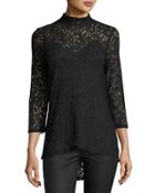 3/4-sleeve Mock-neck
