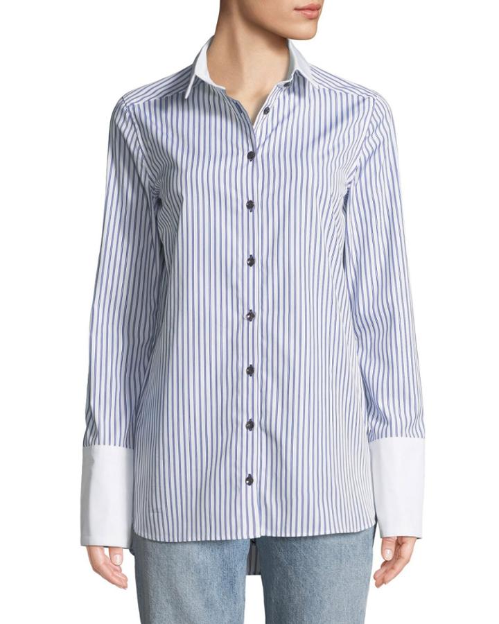 Striped Button-front Cotton