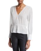 Deep V Metallic Peplum Top