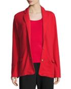 Plus Size Two-button Long Pique Blazer, Classic Red