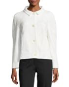 Button-front Cropped Wool Knit Jacket