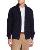 Men's Cashmere Button-front Rib Cardigan