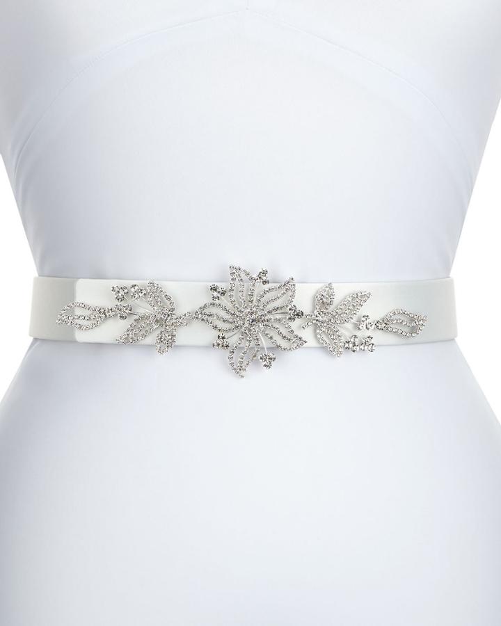 Carolina Satin Crystal Belt, White