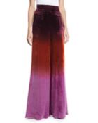 High-waist Ombre Velvet Wide-leg Pants