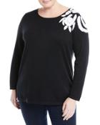 Knit Embroidered-shoulder Sweater,