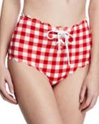 Riviera Scalloped Check Bikini Bottoms
