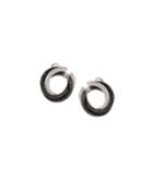 18k White Gold Black & White Diamond Hoop Earrings