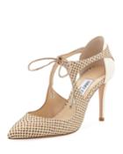Vanessa Mixed Media Tie-front Pumps