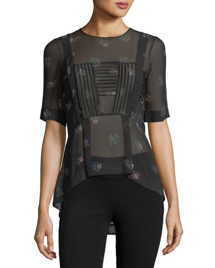 Braden Papyrus Pintuck Sheer Chiffon Peplum Top