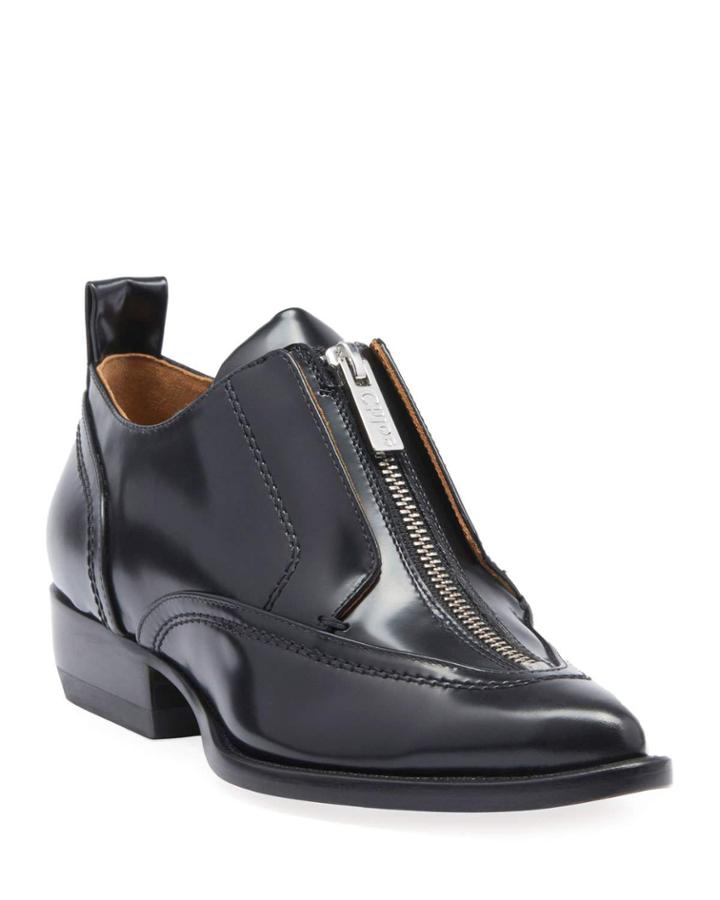Rylee Zip-up Leather Ankle Booties