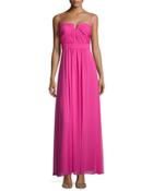 Sweetheart Sleeveless Pleated Gown, Neon Watermelon