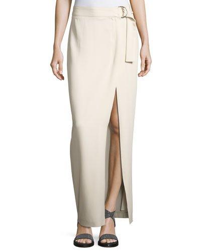 Crepe Maxi Skirt W/ D-ring Belt, Ivory