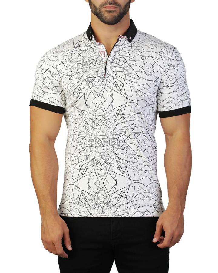 Men's Mozart Line-print Polo