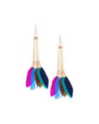 Multicolor Feather Linear Earrings
