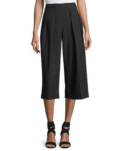 Pleated Wide-leg Crop Pants