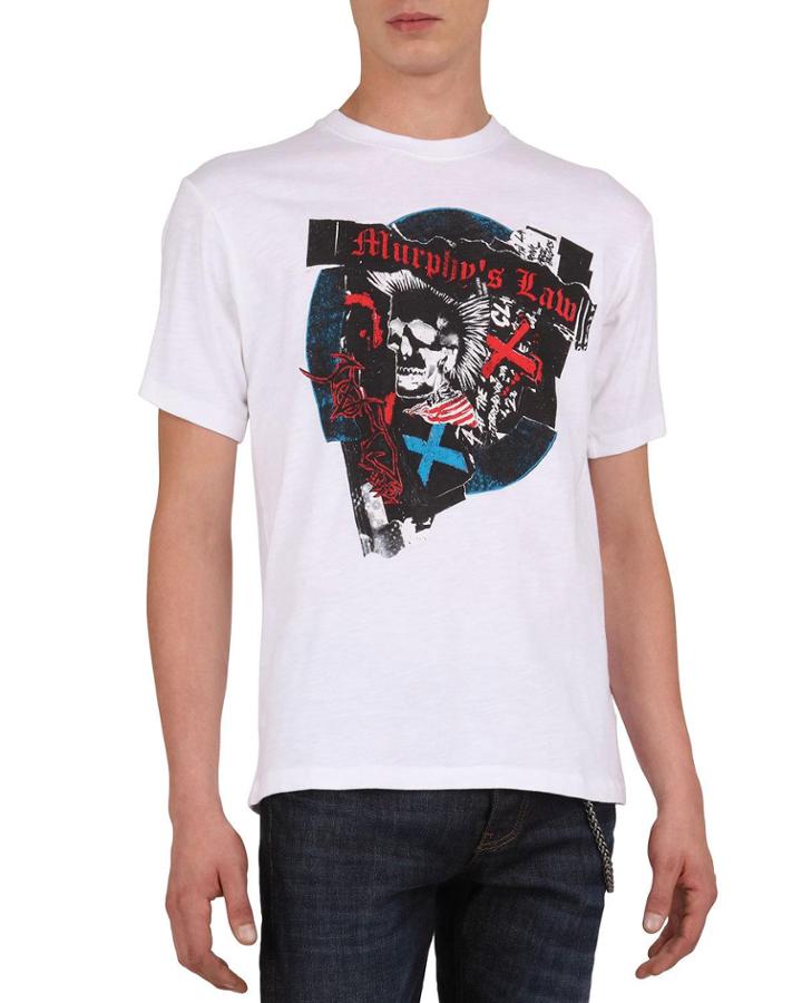 Men's Skull & Guitar Graphic Print T-shirt