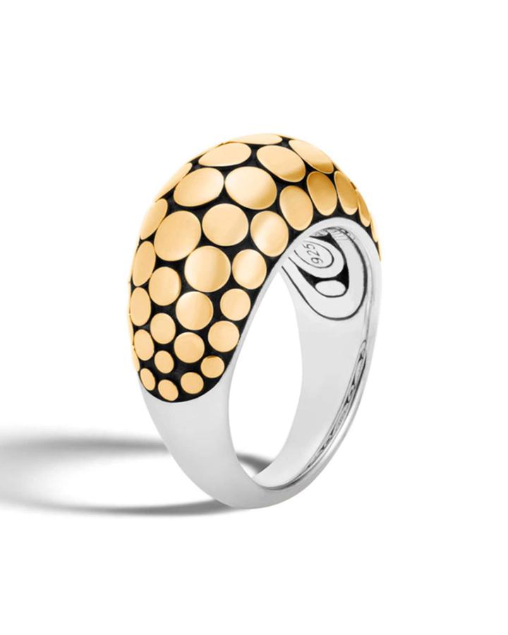 Dot Silver & 18k Gold Dome Ring,