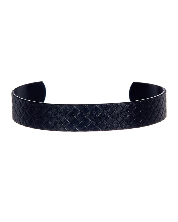 Men's Matte Brass Basketweave Open Cuff Bracelet