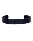 Men's Matte Brass Basketweave Open Cuff Bracelet