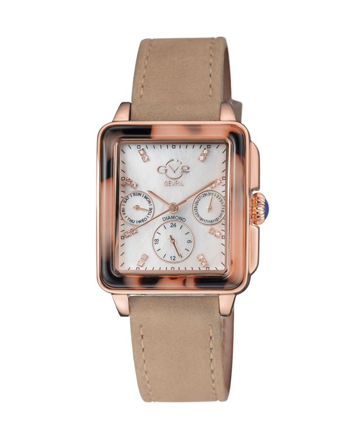 Bari Tortoise Limited Edition Diamond Italian Suede Strap Watch, Tan/rose