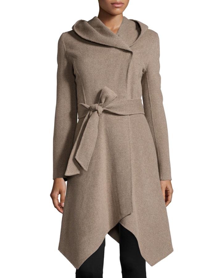Zac Zac Posen Sophia Wool-blend Tie-front Coat, Taupe Melange, Women's, Size: