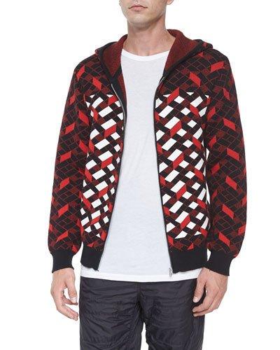 Fair Isle Jacquard Stripe Zip Jacket, Black