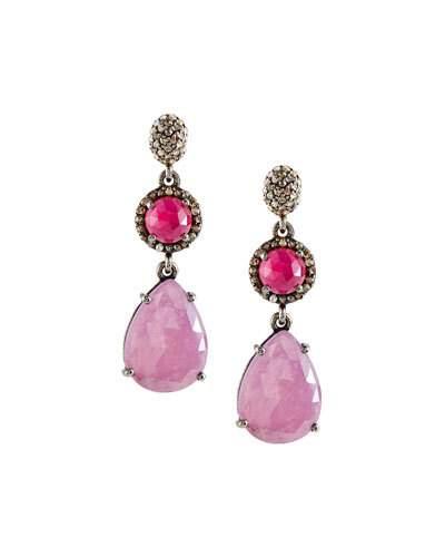 Champagne Diamond & Multicolored Sapphire Earrings