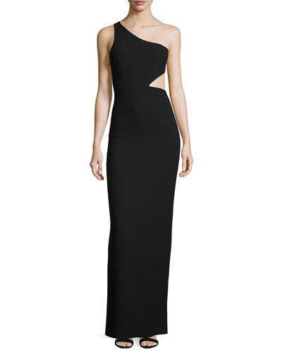 Leonella One-shoulder Gown, Black