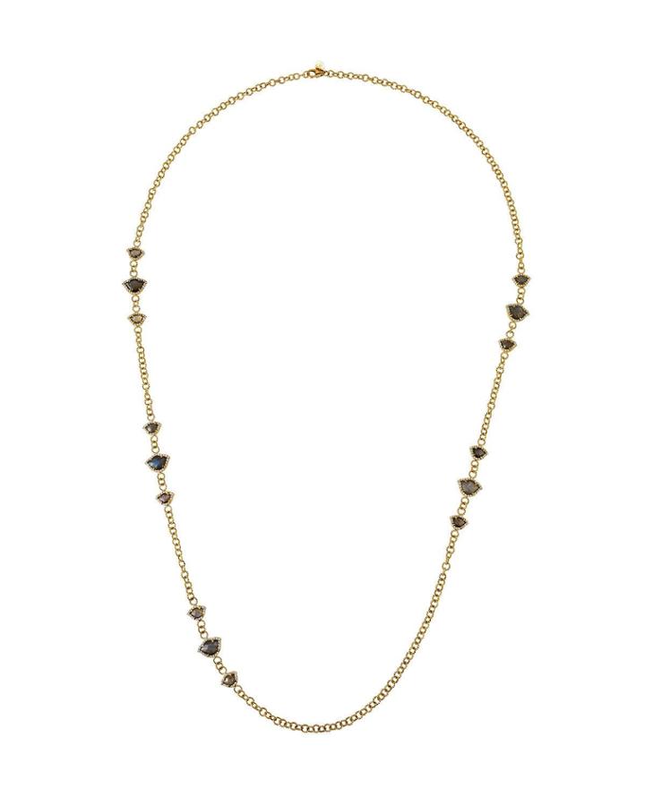 Nalika Lotus Station Necklace In 18k Yellow Gold W/ Labradorite & Diamonds