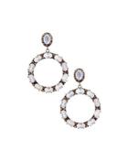Chalcedony & Champagne Diamond Circle Drop Earrings
